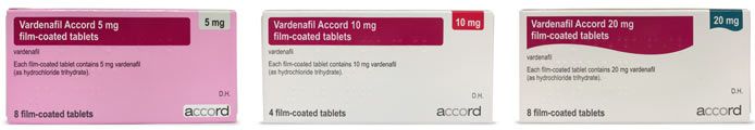 Vardenafil medicine pack photos: 5mg, 10mg, 20mg