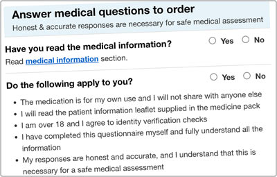 Medical questionnaire example