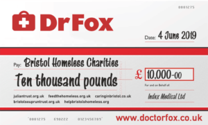 Dr Fox charity cheque