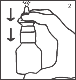 Illustration - how to use nasal spray - step 2
